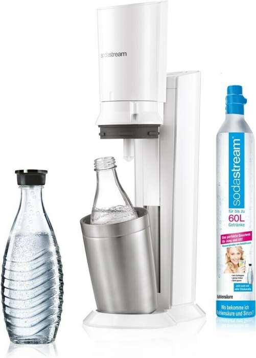 SodaStream Wassersprudler Crystal 2.0 Weiß inkl. Co² Zylinder und 2 Glasflaschen