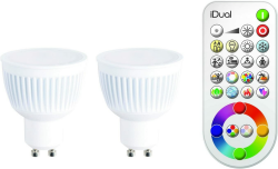 iDual JE0192882 A+, LED-Leuchtmittel mit Fernbedienung, 2 Stück, Plastik, 7 W, GU10, weiß, 5 x 5 x 5.9 cm [Energieklasse A+]