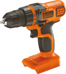 Black+Decker Li-Ion Akku-Bohrschrauber (18V Planetengetriebe, 10(+1) Drehmomentstufen, LED-Arbeitslicht, ergonomischer Softgriff, 1 Doppelbit, ohne Akku und Ladegerät) BDCDD18N