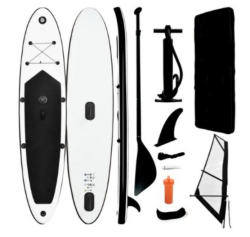 vidaXL »Aufblasbares Stand-Up-Paddleboard Set mit Segel Schwarz Weiß« SUP-Paddel