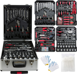 Arebos Werkzeugkoffer | Werkzeug-Set | 1200 Teile | Rollkoffer Tragekoffer | für Haushalt, Garage & Werkstatt | Koffer mit Rollen