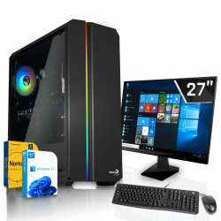 SYSTEMTREFF Gamer Komplett-Paket - Intel Core i5-10400 - 6x2.9GHz - Nvidia GeForce RTX 3060 8GB - 16GB - 512GB M.2 NVMe - 27 Zoll Monitor - Desktop PC