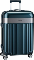 TITAN 4-Rad Koffer M mit TSA Schloss, Gepäck Serie SPOTLIGHT: edler Trolley in trendigen Farben, 67 cm, 69 Liter, North Sea (Blau)