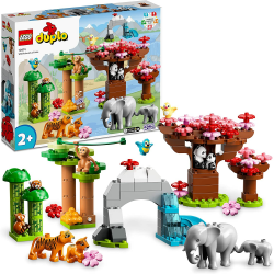 LEGO 10974 DUPLO Wilde Tiere Asiens Spielzeug-Set mit Sound, mit Tierfiguren und Steine für Kleinkinder, Mädchen und Jungen von 2-5 Jahren mit Spielmatte