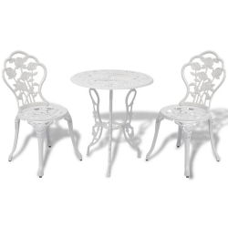 vidaXL Bistrotisch 42165, weiß, rund, Tisch mit 2 Stühlen, 3-teilig