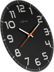 NeXtime 8817ZW Wanduhr CLASSY ROUND, lautlos, rund, aus Glas, Schwarz, ø 30 cm
