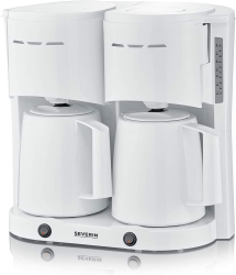 SEVERIN KA 5830 Duo-Filterkaffeemaschine mit 2 Thermokannen für jeweils bis zu 8 Kannen, 2 x 1.000 Watt, weiß