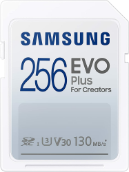 Samsung EVO Plus SD Speicherkarte (MB-SC256K/EU), 256 GB, UHS-I U3, Full HD, 130MB/s Lesen, für Spiegelreflexkameras und Systemkameras