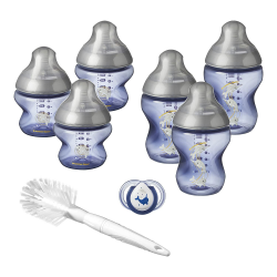 Tommee Tippee Closer to Nature® Flaschenstarter-Set für Neugeborene, brustähnliche Sauger mit Anti-Kolik-Ventil, blaue Narwal-Dekoration