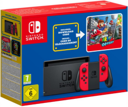 Nintendo Switch Super Mario Odyssey Bundle, Spielkonsole (neon-rot/neon-blau, inkl. Mario Odyssey)