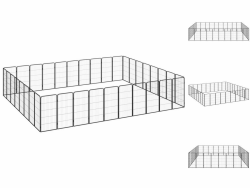 vidaXL 36-tlg. Hundelaufstall Schwarz 50x100cm Stahl Pulverbeschichtet
