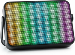 auna - Dazzl 5.0, Bluetooth-Lautsprecher, Kofferradio-Design, Bluetooth 4.0-Reichweite bis zu 10 m, USB-Port, AUX-Eingang, LED-Licht-Effekte, Freisprechfunktion, Akku-Betrieb, schwarz