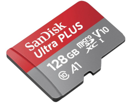 SanDisk microSDXC Ultra PLUS 128GB (A1/UHS-1/Cl.10/150MB/s) + Adapter microSDXC-Karte 128GB A1 Application Performance Class