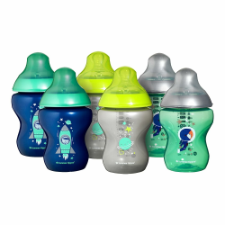 Tommee Tippee Closer to Nature® Babyflaschen, brustähnlicher Trinksauger mit Anti-Kolik-Ventil, 260ml, Packung mit 6