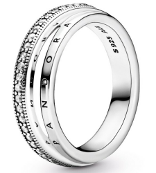 Pandora Damenring Silber Dreifacher Pavé-Ring