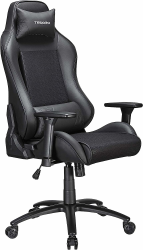 Tesoro Alphaeon S2 Gaming Stuhl F717 Schwarz - Gamer Stuhl mit Verstellbarer Rückenlehne aus Mesh-Stoff und 3D-Armlehnen, PU-Leder, Lendenkissen und Nackenkissen