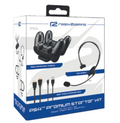 READY 2 GAMING PS4 Premium Starter Kit, Kabel und Headset, Schwarz