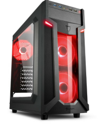 Sharkoon PC-Gehäuse - VG6-W red mit Seitenteil aus Acryl