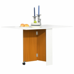 HOMCOM Klapptisch Mobiler Tisch Schreibtisch Beistelltisch mit Rollen Holz Weiß Schreibtisch Esszimmertische