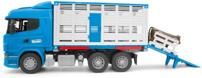 Bruder Scania R-Serie Tiertransporter-LKW + Rind