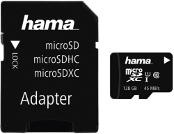 HAMA microSDXC 128GB Class 10 UHS-I 45MB/s + Adapter/Foto Speicherkarte