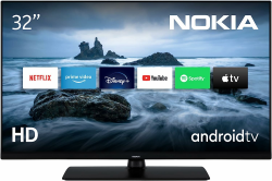 Nokia Smart TV - 32 Zoll (80cm) Fernseher Android TV, 2022 (HD Ready, HDR10, DVB-C/S2/T2, Netflix, Prime Video, Disney+) Amazon Exclusive [Energieklasse F]