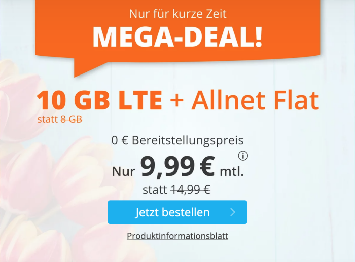sim.de: 10GB LTE + Allnet Flat