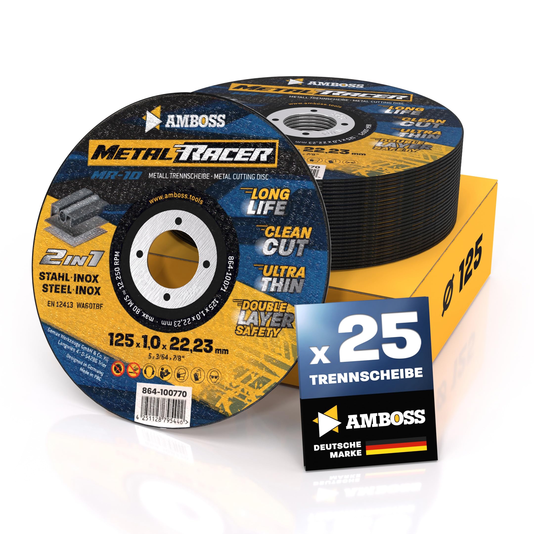 🏆 Metall-Trennscheibe Metal Racer by AMBOSS WERKZEUGE Ø 125 x 1 x 22.23mm - 25x Packung Angebot bei HelloDeals