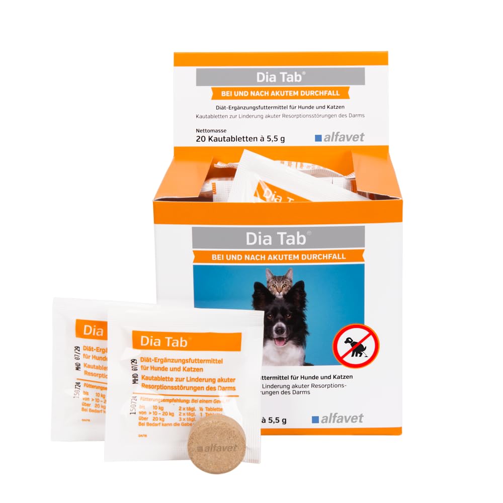 🐶🐱 Spezialangebot: alfavet Dia Tab, 20 x 5,5g - Diät-Ergänzungsfuttermittel Angebot bei HelloDeals