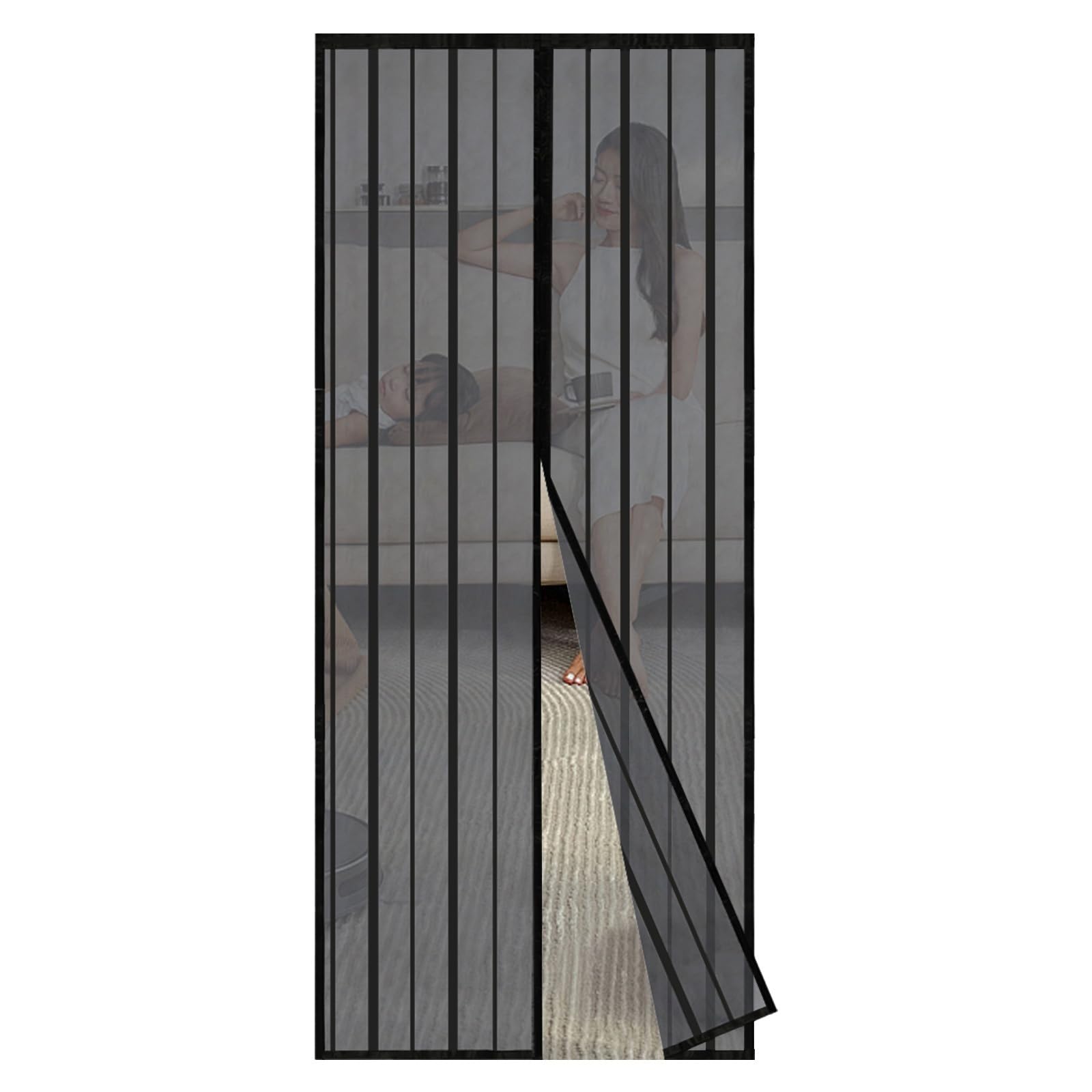 🚪🪞 Sekey Magnet Fliegengitter Tür Vorhang für Holz, Eisen, Aluminium Türen und Balkon (90x200 cm, Schwarz) 90x200 cm Schwarz 🪞🚪 Angebot bei HelloDeals