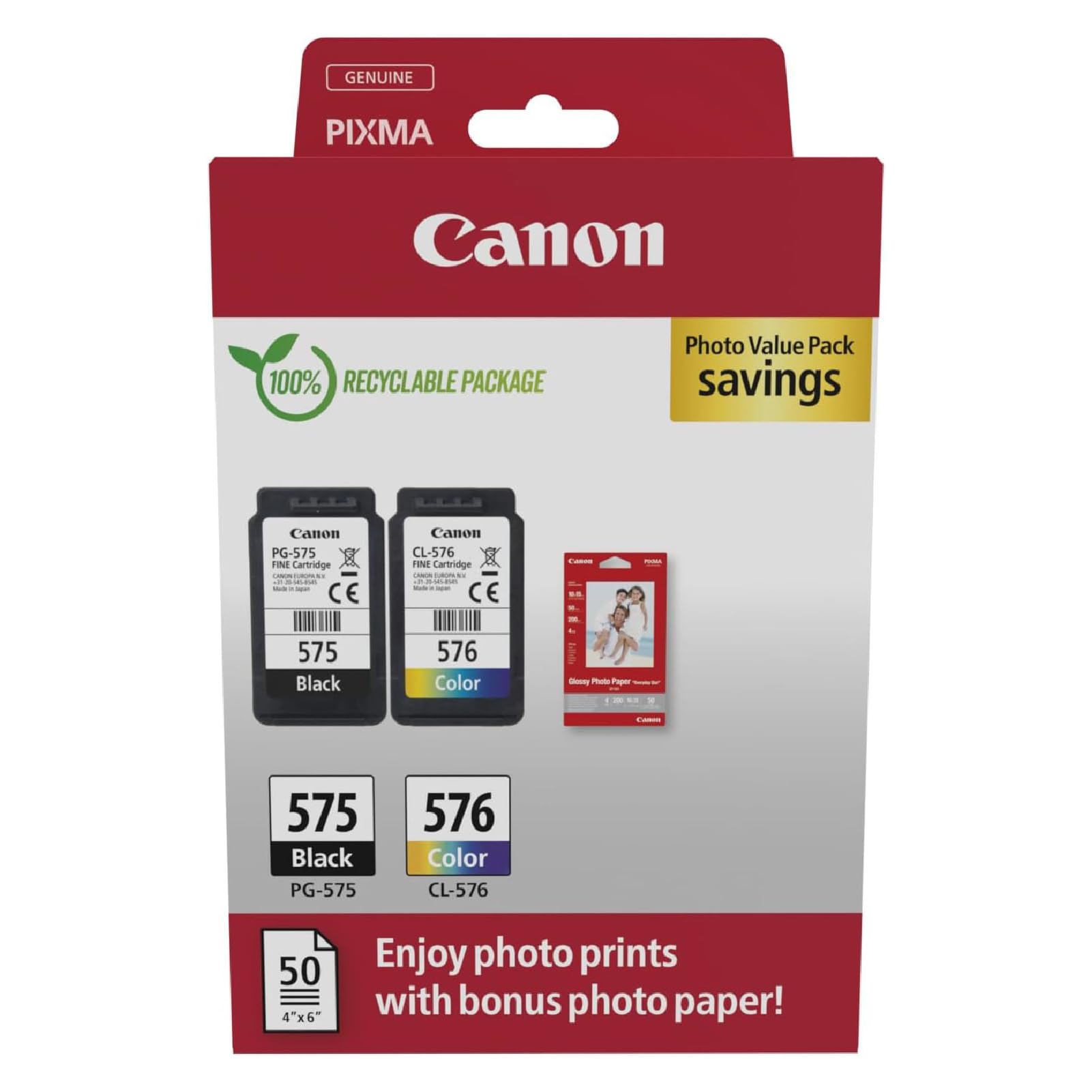 Canon Tintenpatronen & Papier-Multipack - PG-575/CL-576 Original Druckerpatronen 2er Pack Angebot bei HelloDeals