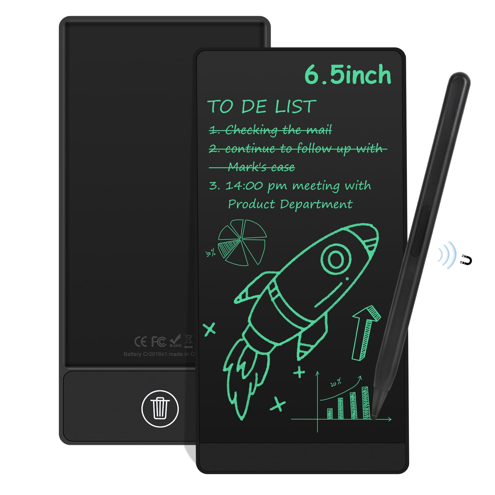 LCD-Schreibtafeln für Erwachsene, Czemo 6.5 Zoll Tragbar Vollbild LCD Schreibtafel 📝📊🥰💼🎀 Angebot bei HelloDeals