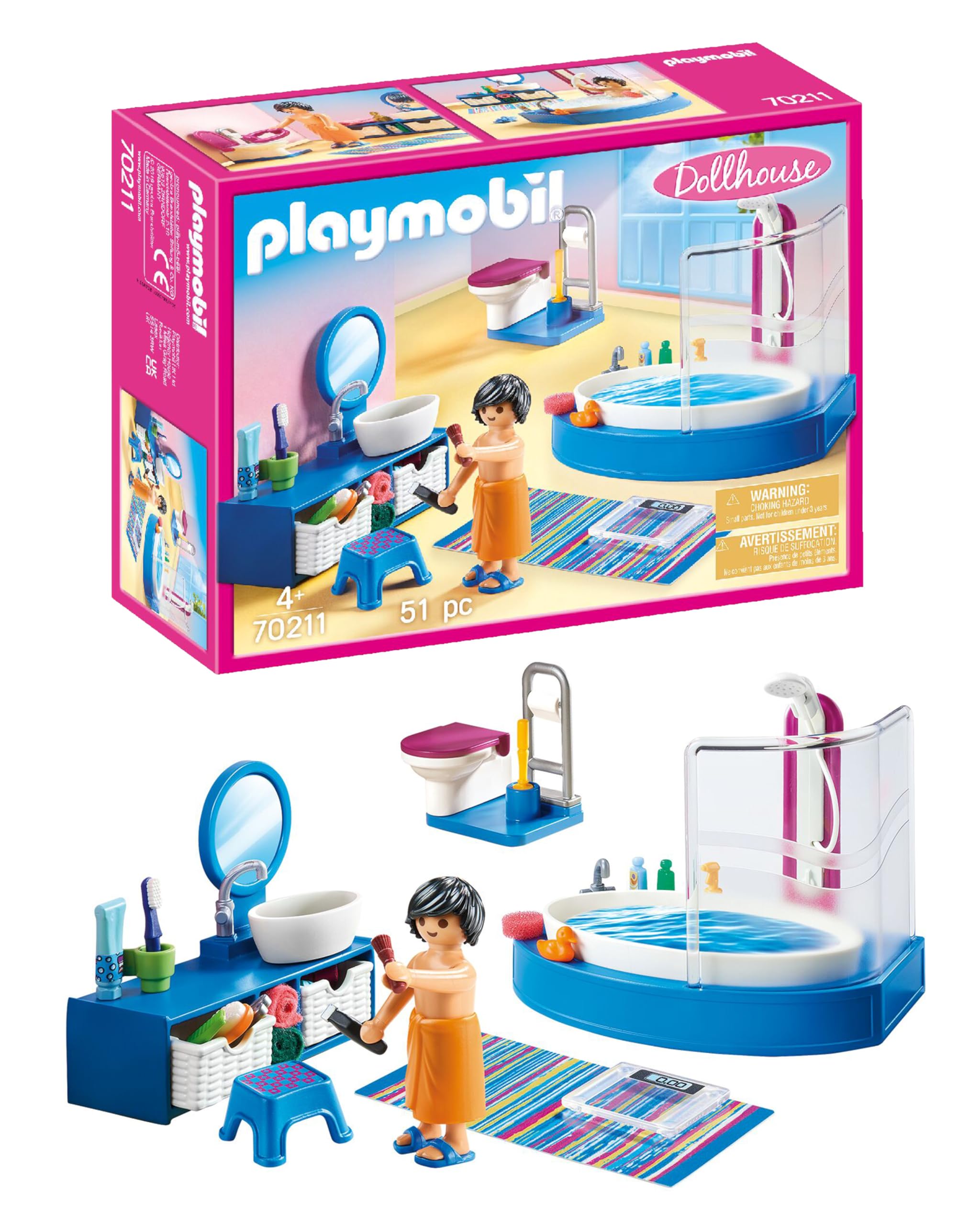🏠🚽 PLAYMOBIL Dollhouse 70211 Badezimmer, Ab 4 Jahren - Großer Spielspaß für Kinder Angebot bei HelloDeals