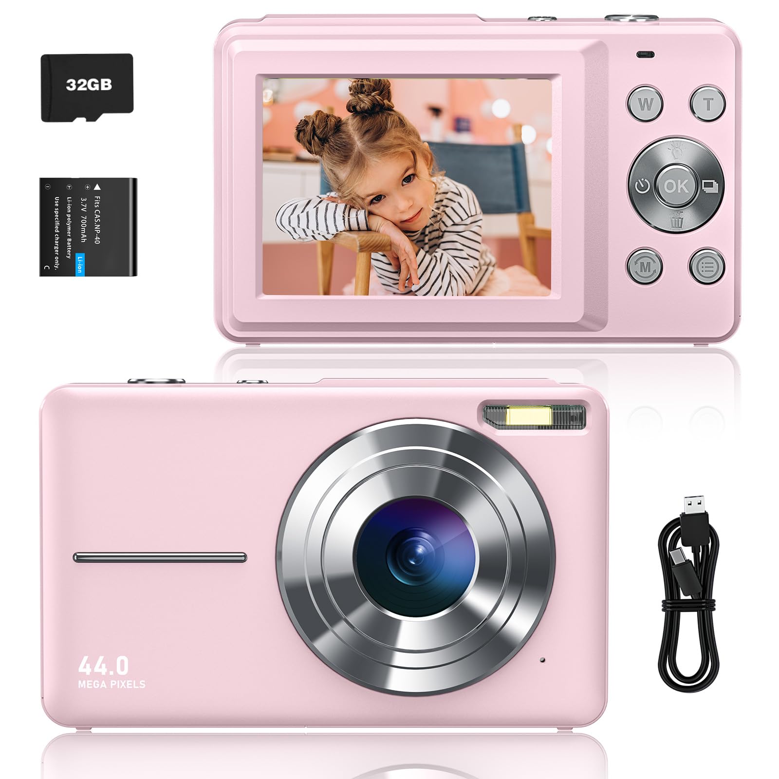 Sevenat Digitalkamera FHD 1080P 44MP Fotokamera Fotoapparat pink+32G 📸🎁 Angebot bei HelloDeals