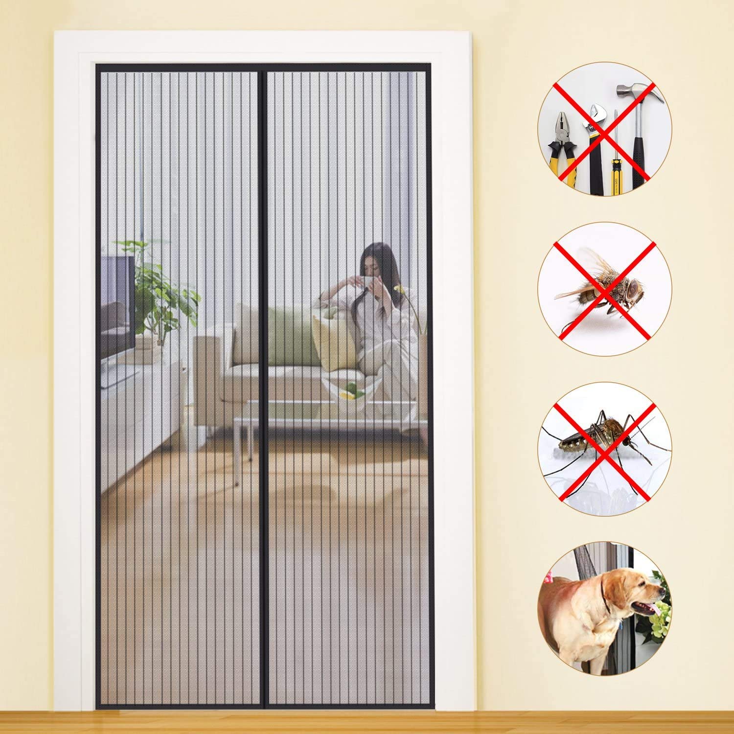 MYCARBON Fliegengitter Tür Magnet 90x210cm Insektenschutz 🦟🚪 Angebot bei HelloDeals