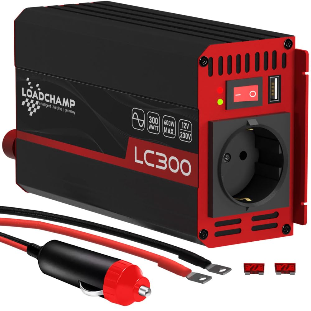 🔋🔌 LOADCHAMP Wechselrichter 300W / 600W Reiner Sinus Spannungswandler 12v 230v Inverter LCD-Display Stromerzeuger Solar Wohnmobil 300W 12V Angebot bei HelloDeals