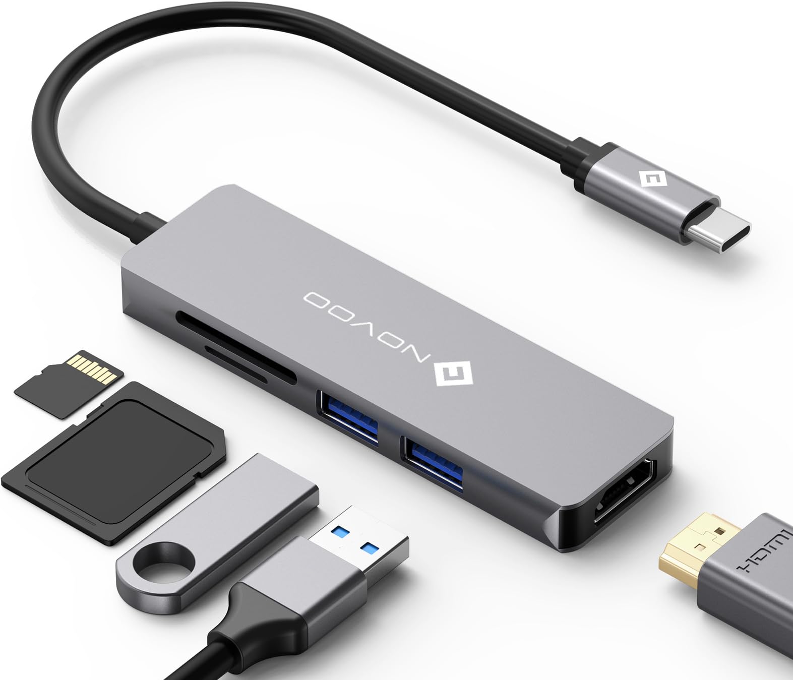 NOVOO USB C Hub (5-in-1) Aluminium mit HDMI 4K Adapter 😎🚀 Angebot bei HelloDeals