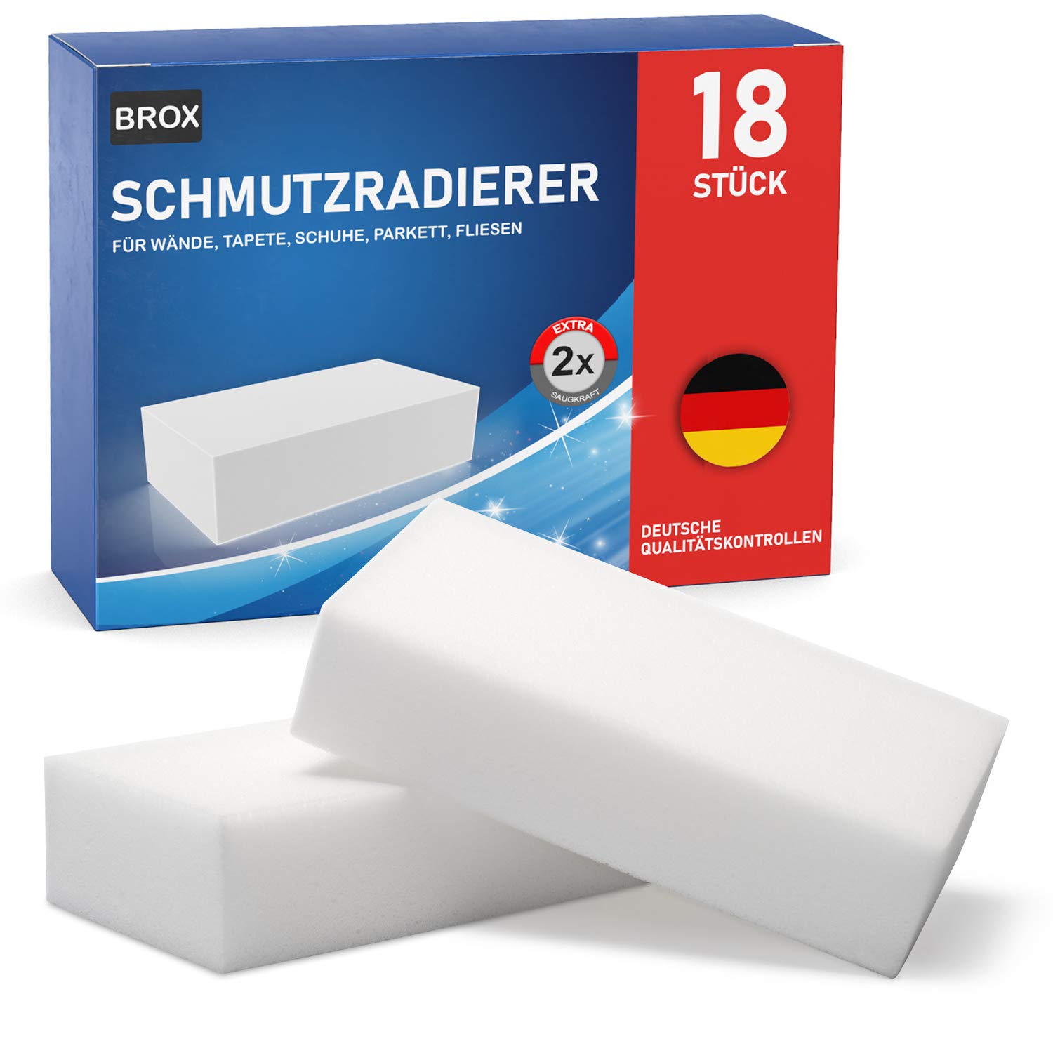 BROX® Schmutzradierer - 18x Schwamm - Radierschwamm für Haushalt, Auto & Schuhe Angebot bei HelloDeals
