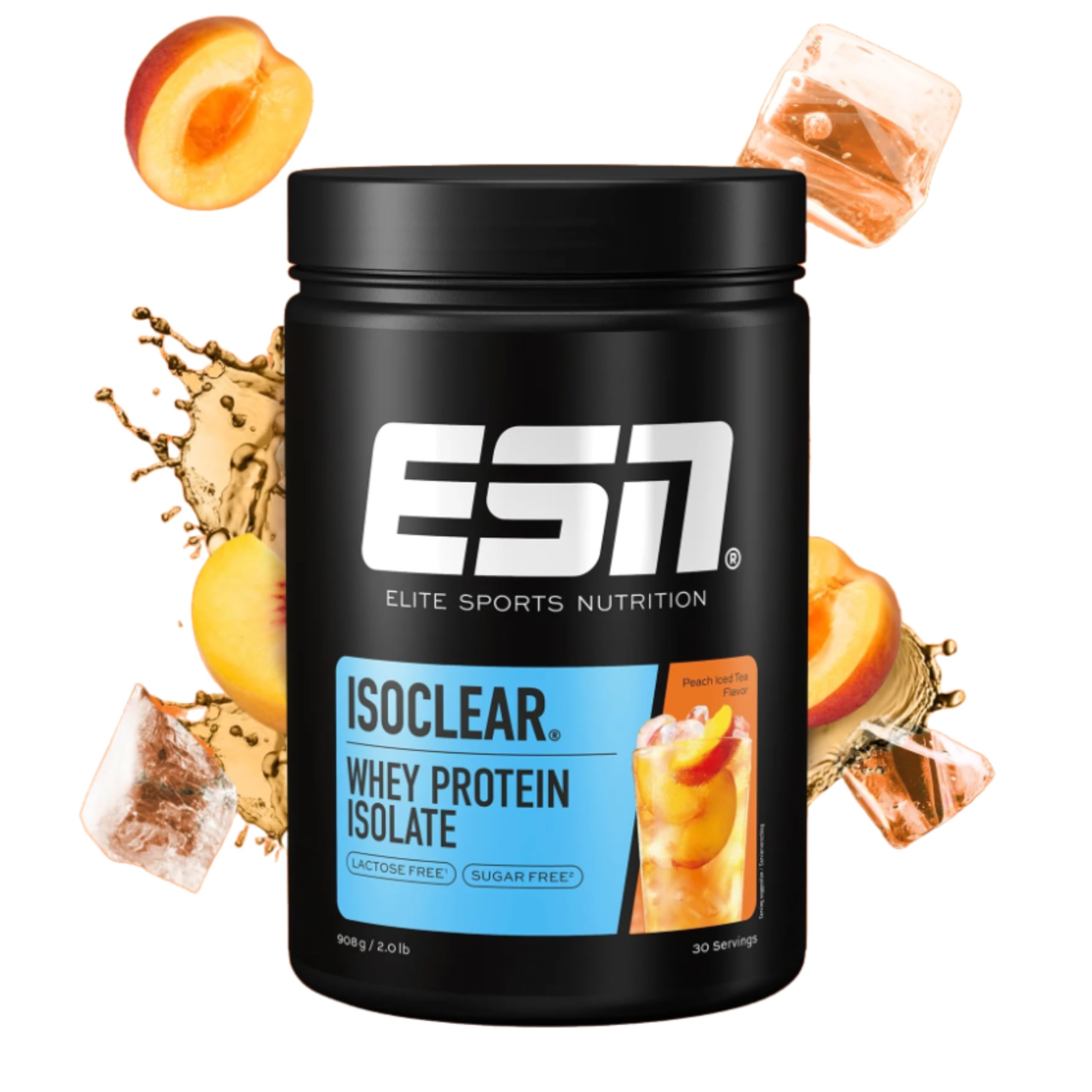 ESN ISOCLEAR Whey Isolate Protein Pulver, Pfirsich Eistee, 908 g Angebot bei HelloDeals