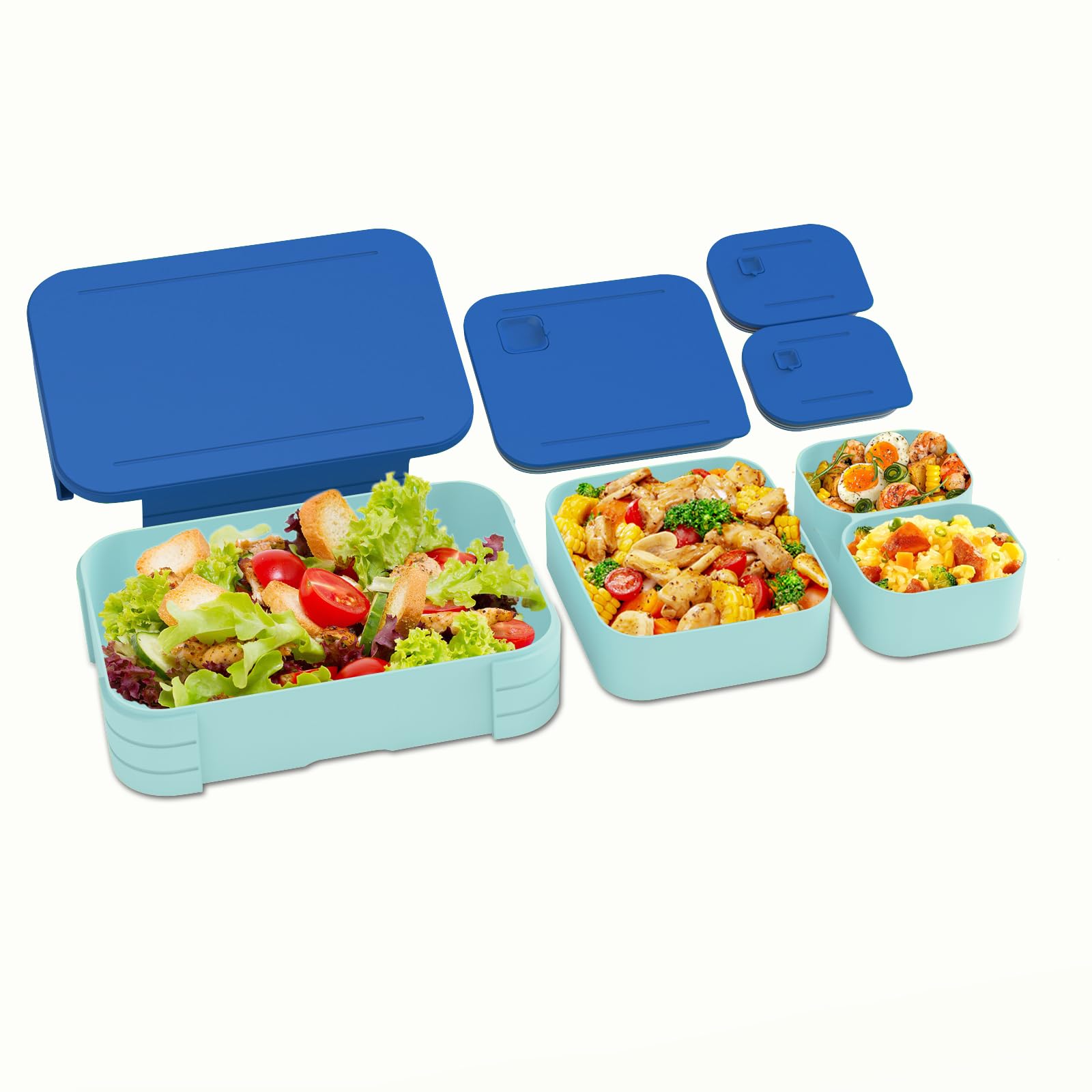 🍱 XJIANFU Brotdose Kinder mit Fächern, Auslaufsichere 3 In 1 Bento-Box, Kinder-Lunchbox (Blau) 🎁 Angebot bei HelloDeals