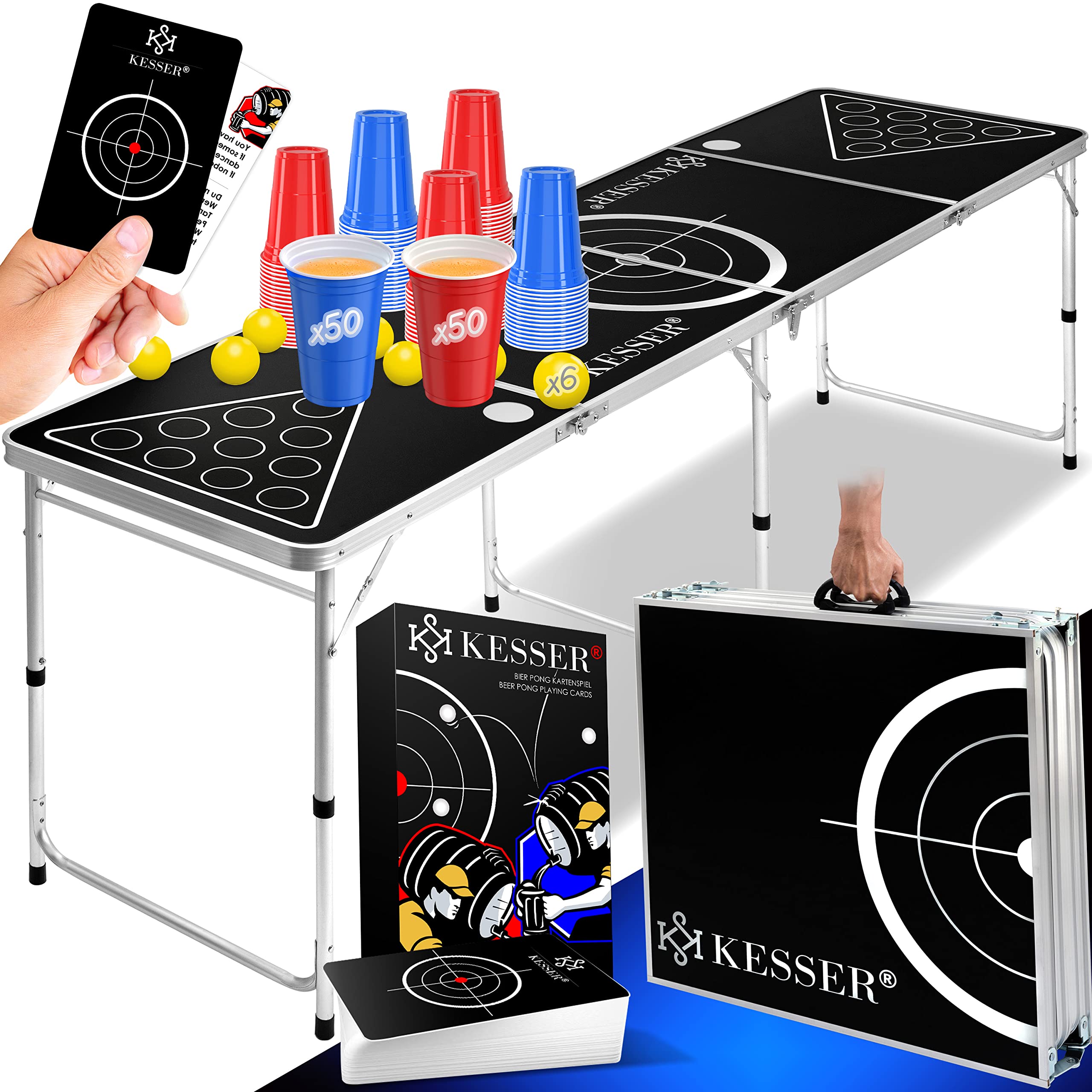 KESSER® Beer Pong Tisch Set mit Kartenspiel Trinkspiel 🍻 Angebot bei HelloDeals
