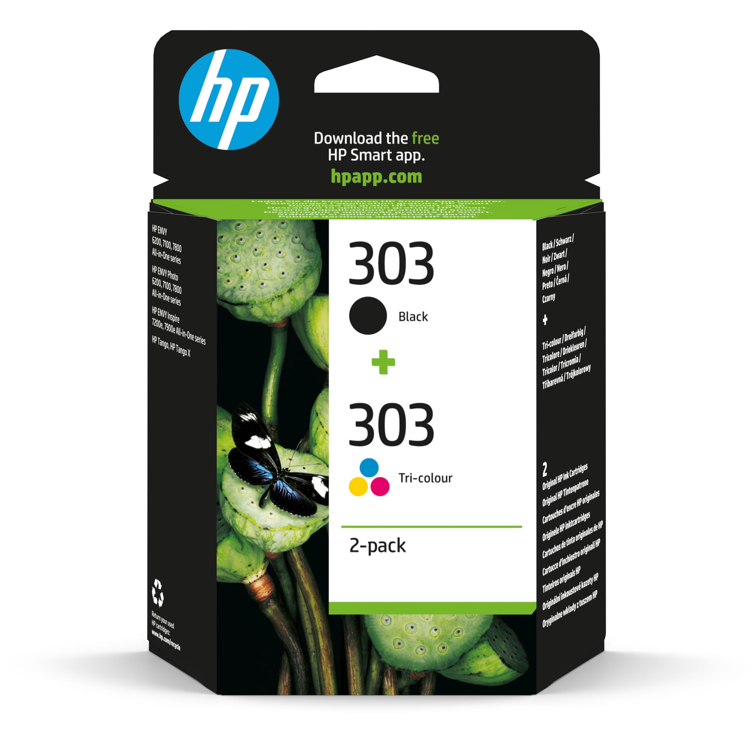 🖨️ HP 303 (3YM92AE) Original Druckerpatronen 2 Count (Pack of 1) für HP ENVY 6200, 7100, 7134, 7220e, 7221e, 7224e, 7800, 7900e Tango Printer Angebot bei HelloDeals