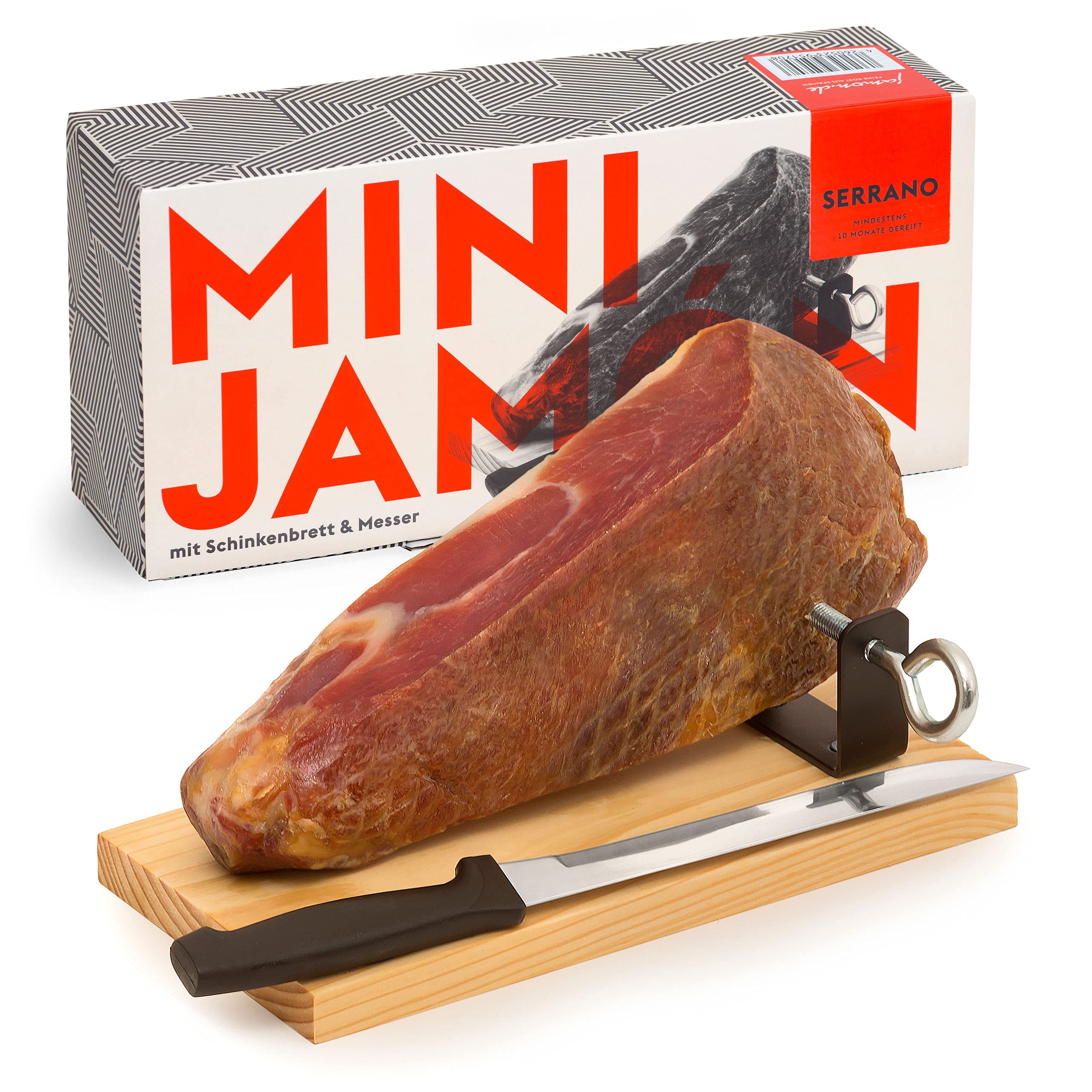 MINI-JAMON SERRANO von jamon.de 🎁🍖 | Geschenkkarton & Zubehör | Luftgetrocknete Serrano-Spezialität Angebot bei HelloDeals