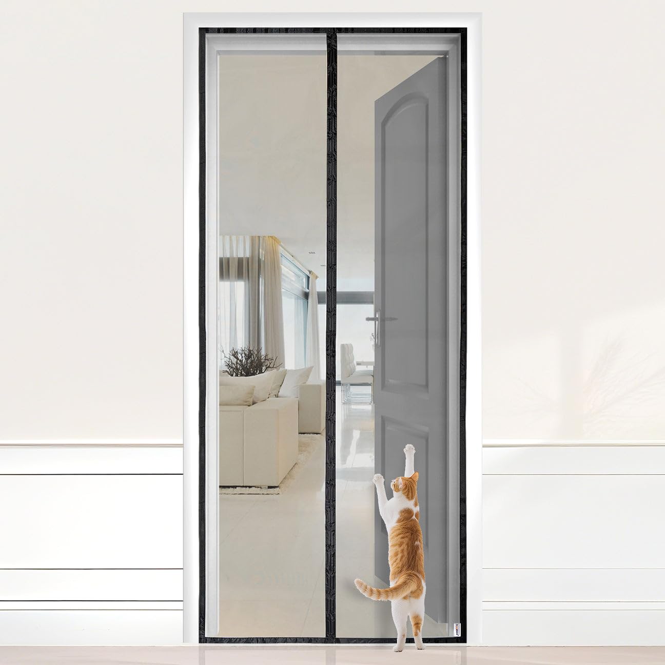 🚪🪲 HOOMEE LightView Fliegengitter Tür für Balkontüren 90x210cm Schwarz 🪲🚪 Angebot bei HelloDeals