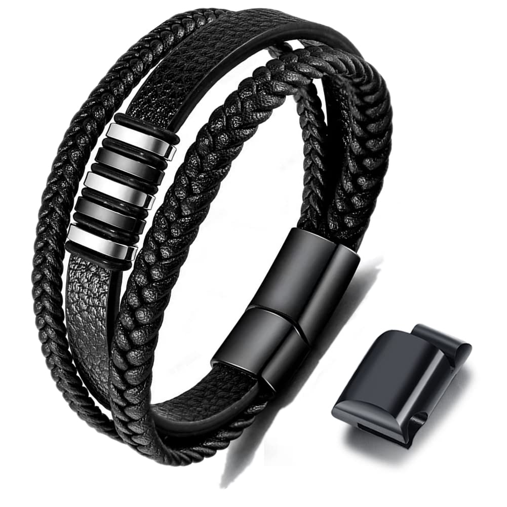 🎁 Gkmamrg Herren Armband aus echtem Leder mit Magnetverschluss - Valentinstag Geschenk für ihn Angebot bei HelloDeals