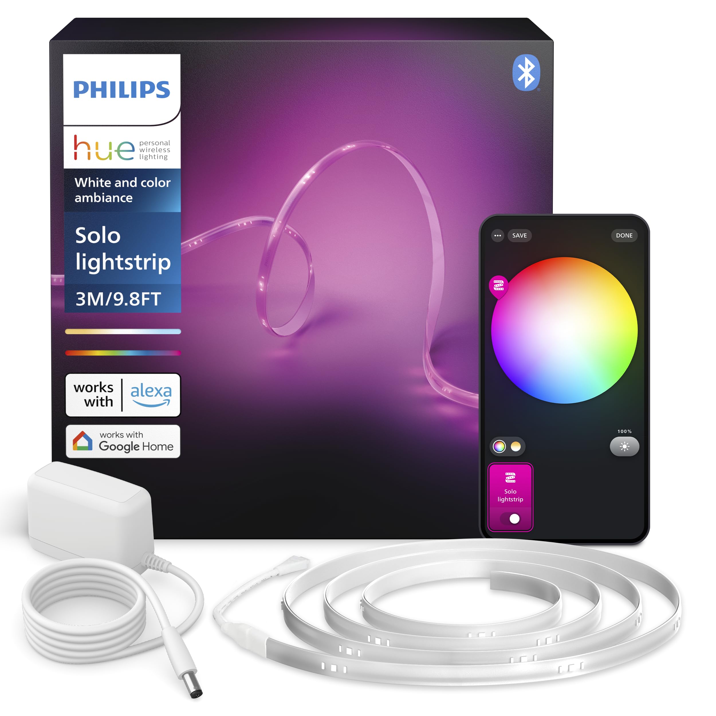 🌈🔥 Philips Hue Indoor 3m Smart LED Solo Lightstrip Basis-Set 🌟🏡 Angebot bei HelloDeals