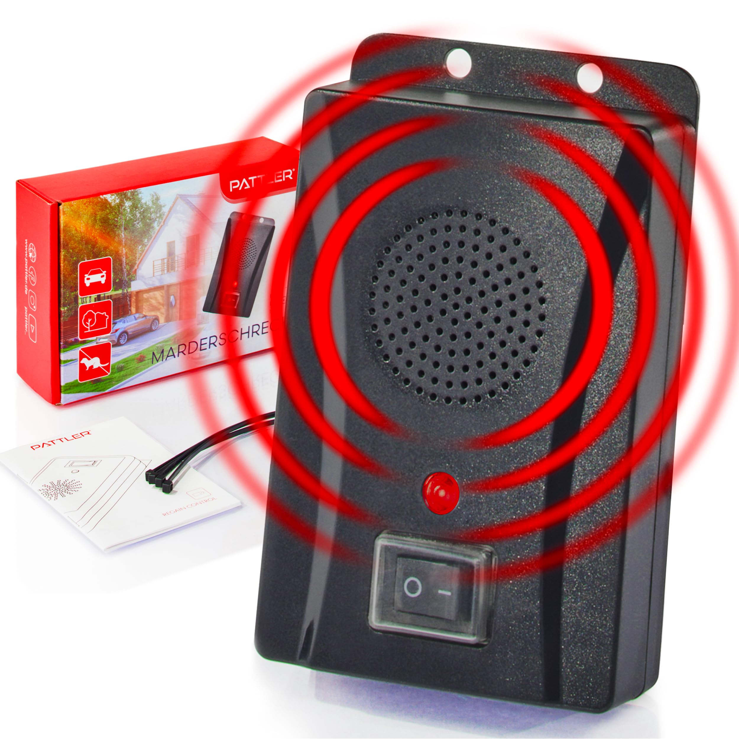 🦝🔊 PATTLER® Marderschreck Auto batteriebetrieben für ca. 40m² - mit Ultraschall & Anti Gewöhnungseffekt Angebot bei HelloDeals