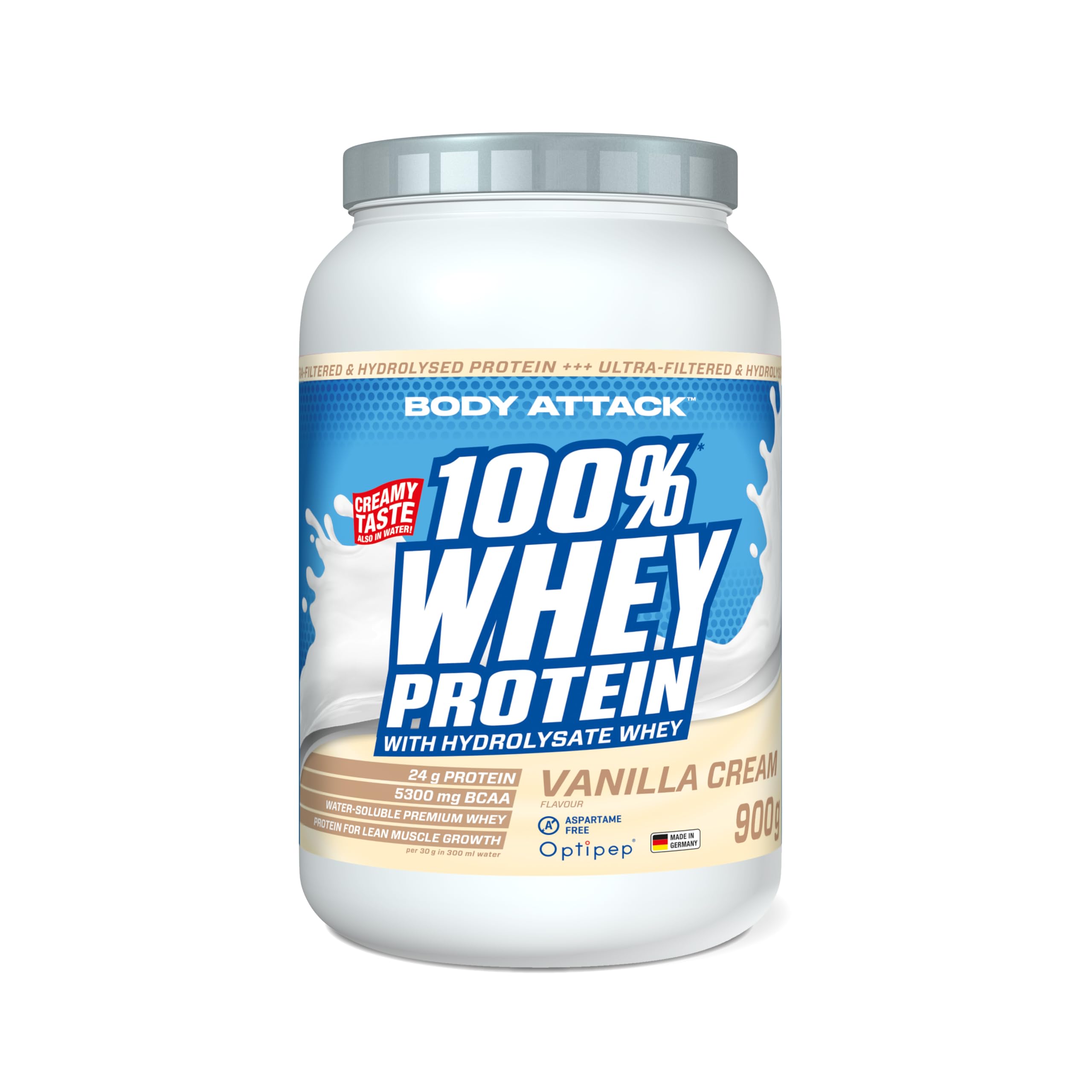 Angebot: Body Attack 100% Whey Protein - Vanille, 900 g 🏋️‍♂️🥛 Angebot bei HelloDeals