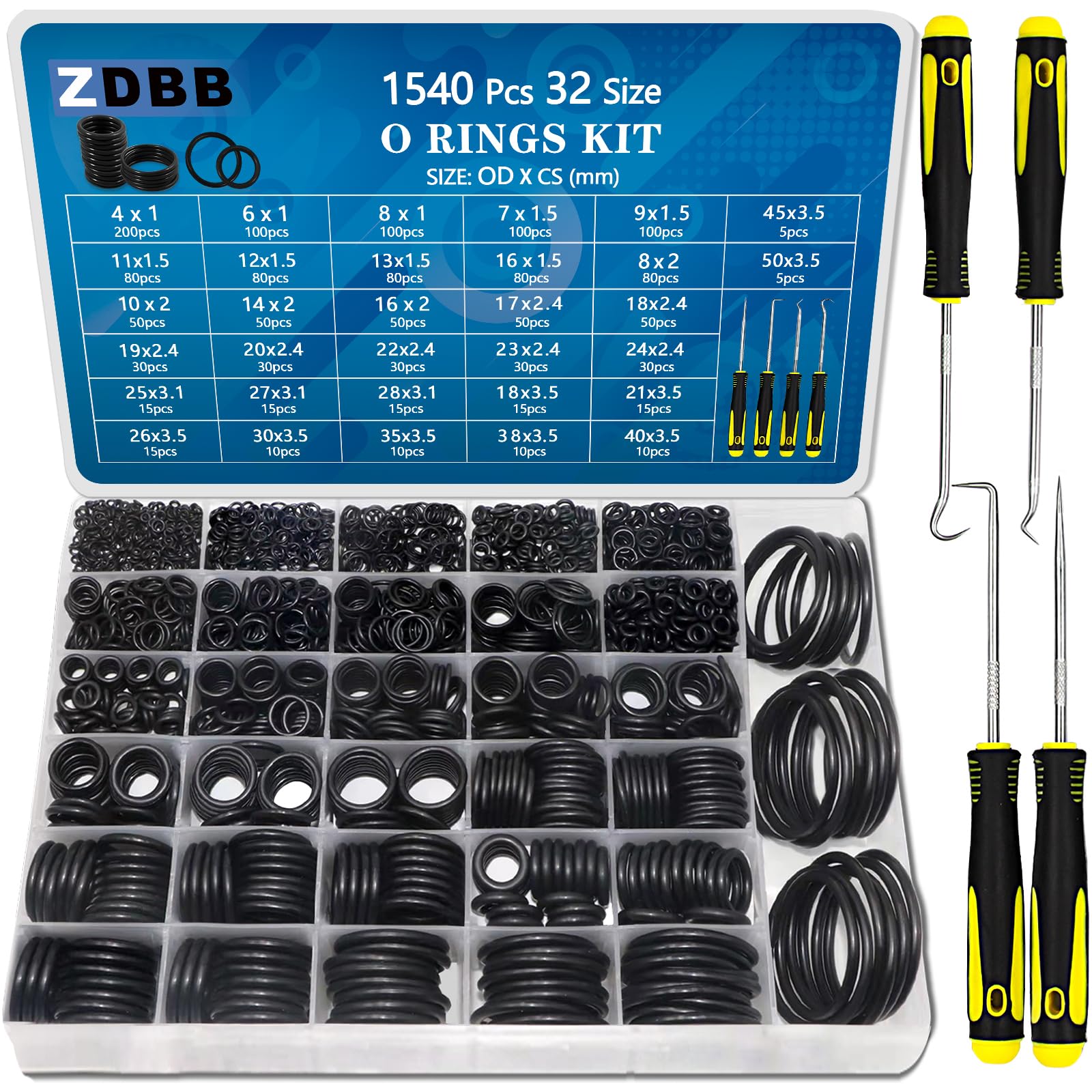 ZDBB 32 Größe 1540 Stück O-Ringe Sortiment Kit 🛠️🔧🔩 Angebot bei HelloDeals