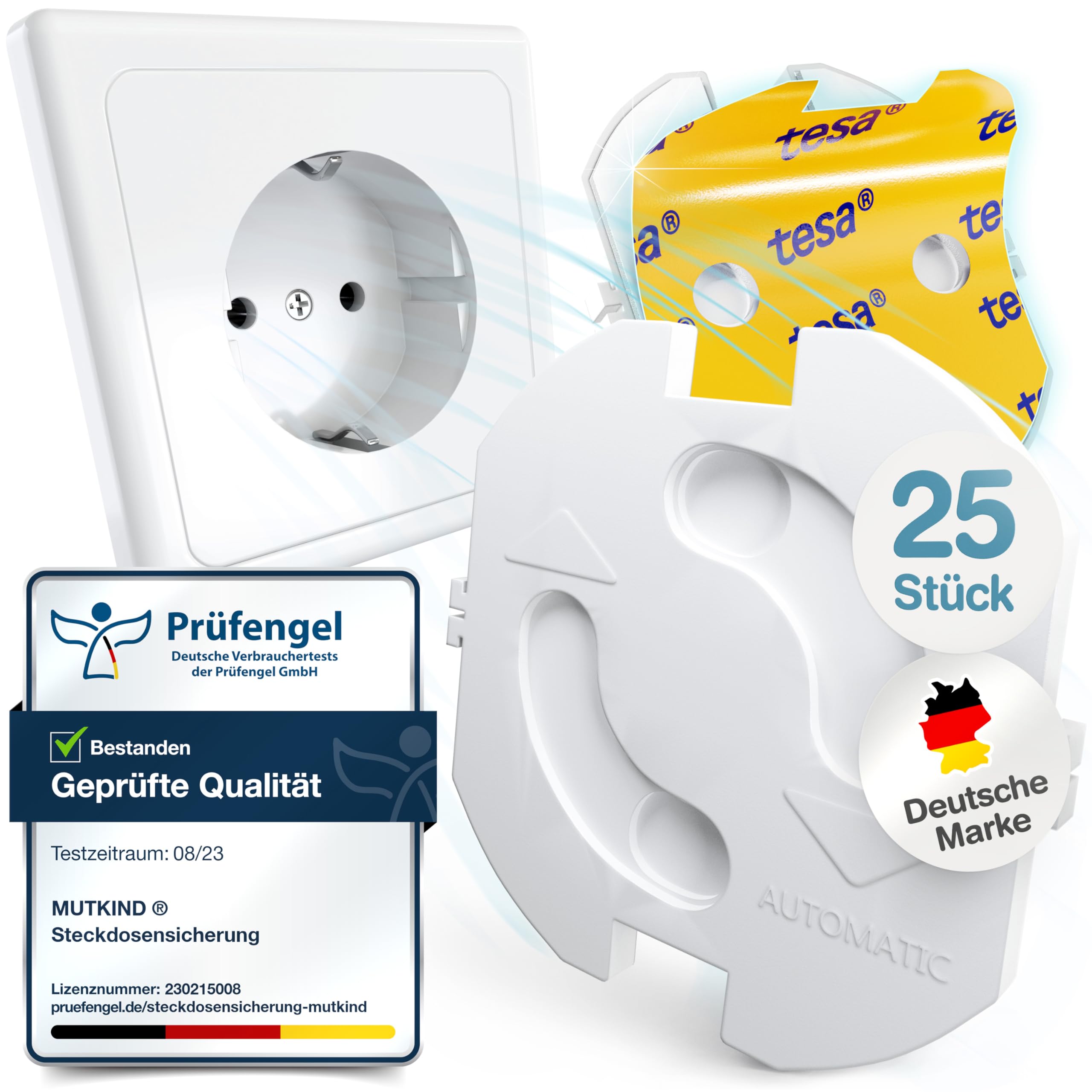 MUTKIND® Steckdosen Kindersicherung - (25 STK. mit Kleber von TESA) 🧒💙 Angebot bei HelloDeals